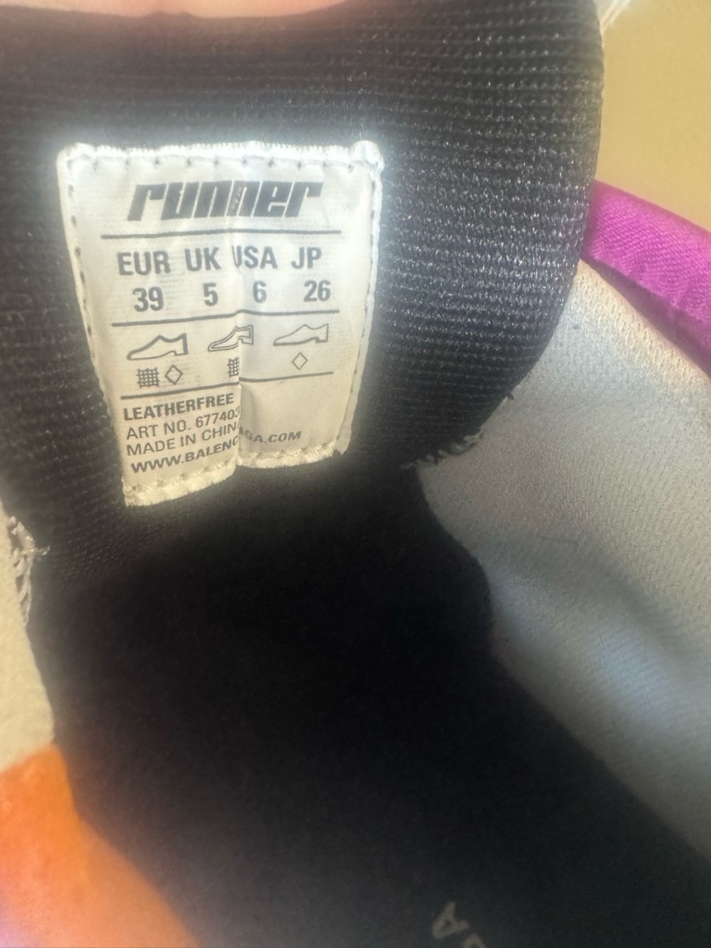 Balenciaga White and Purple Track Runner Sneakers - Picture 5 of 6